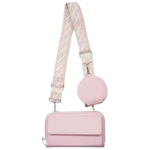 2Pcs Set PU Leather Trendy Bags Woman Travel  Cross Body Bag with Coin Pouch Pink