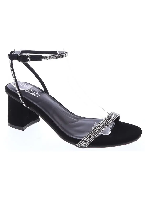 Alexa - Embellished Ankle Strap Mid Heels