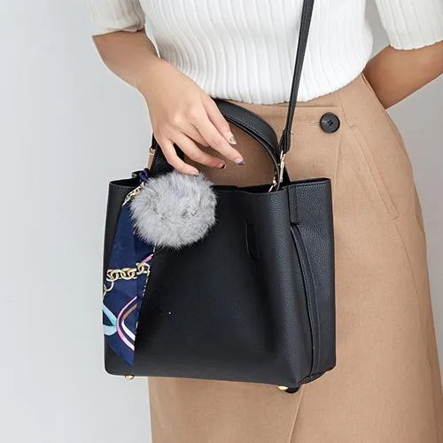 Bolish Litchi Pattern Soft PU Leather Women Handbag Two Pieces Female Shoulder Bag Girls Messenger bag Casual Women Bag
