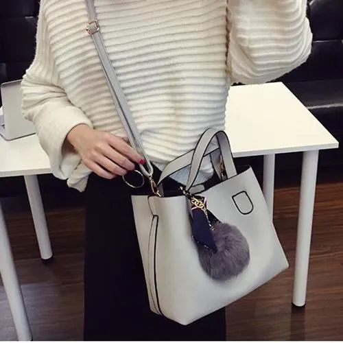 Bolish Litchi Pattern Soft PU Leather Women Handbag Two Pieces Female Shoulder Bag Girls Messenger bag Casual Women Bag