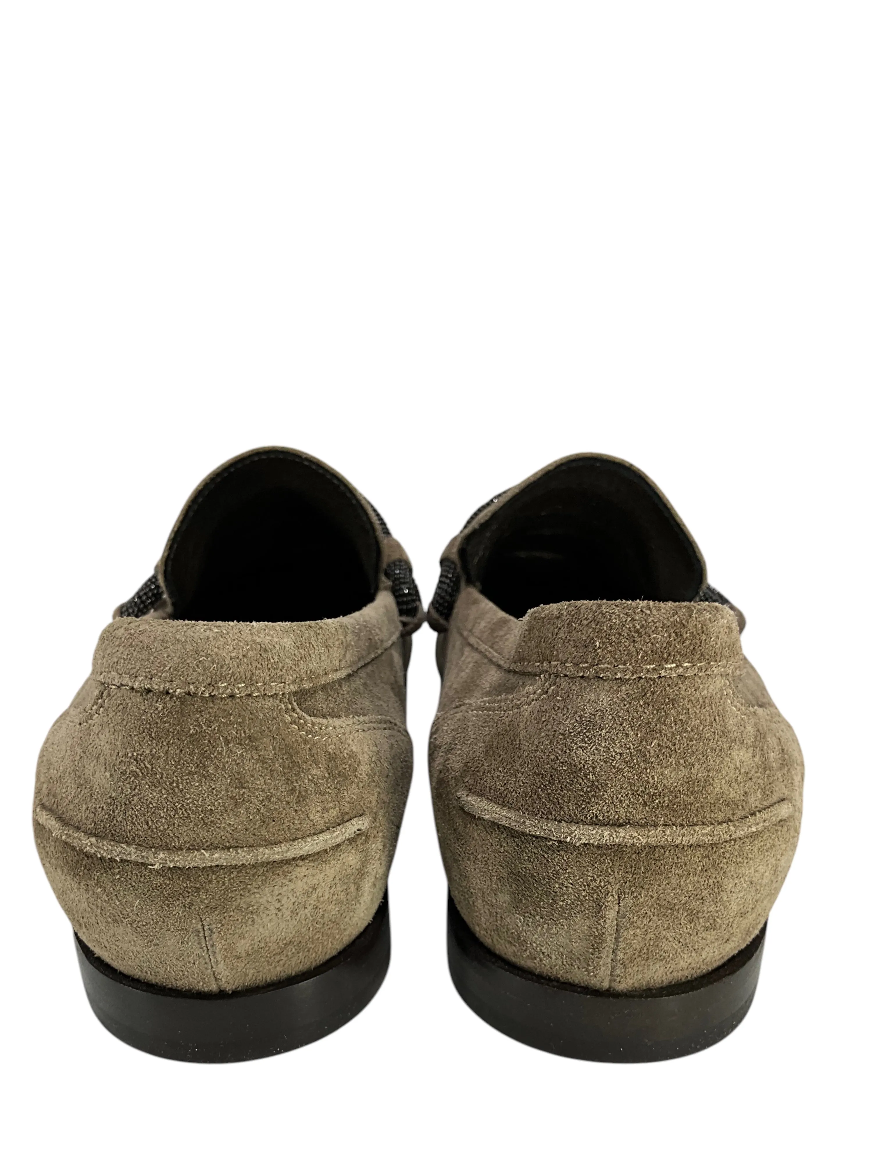 Brunello Cucinelli Suede Monili Tube Loafers Size 9