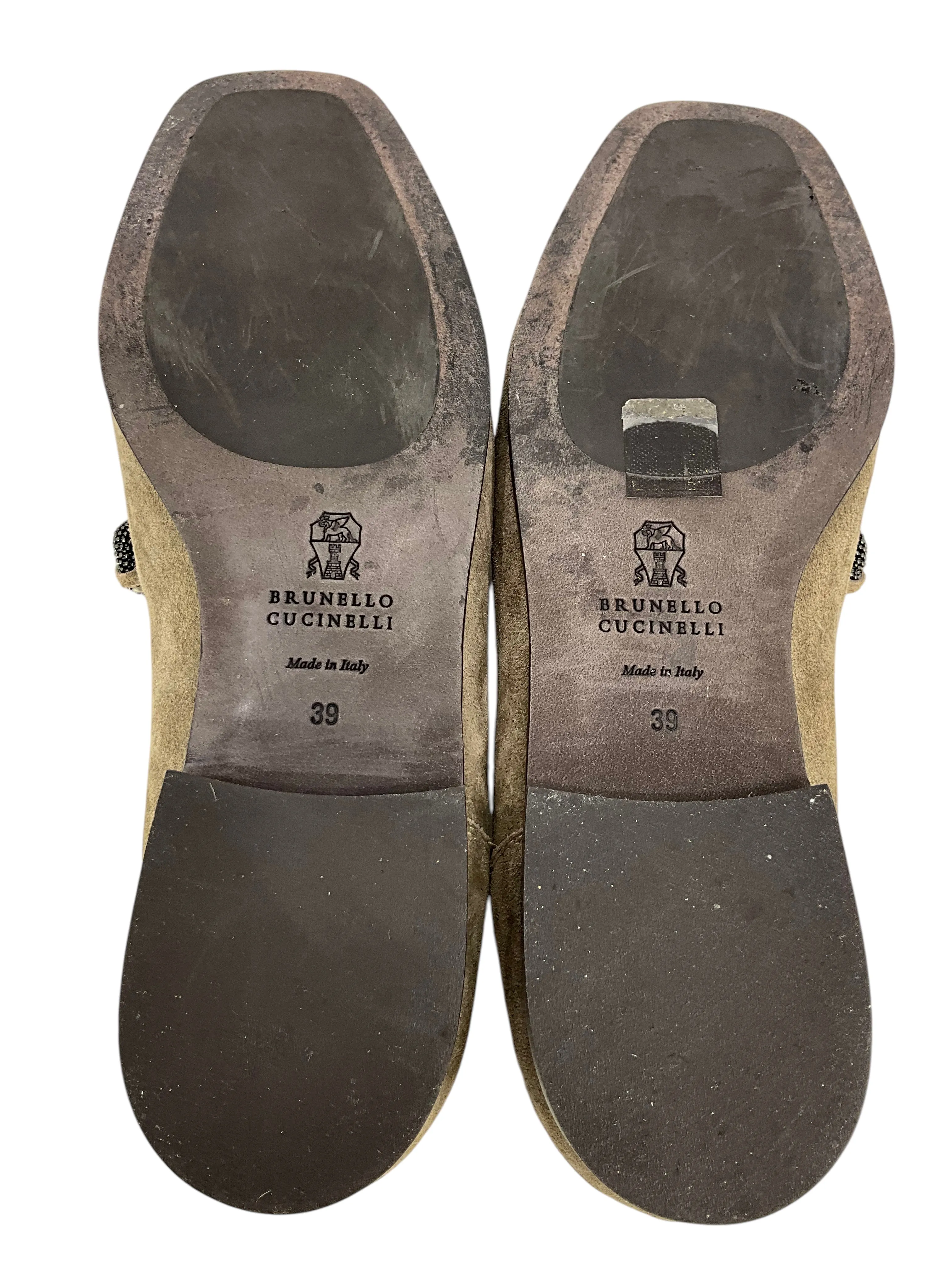 Brunello Cucinelli Suede Monili Tube Loafers Size 9