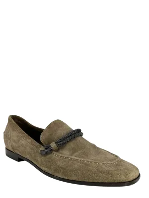Brunello Cucinelli Suede Monili Tube Loafers Size 9