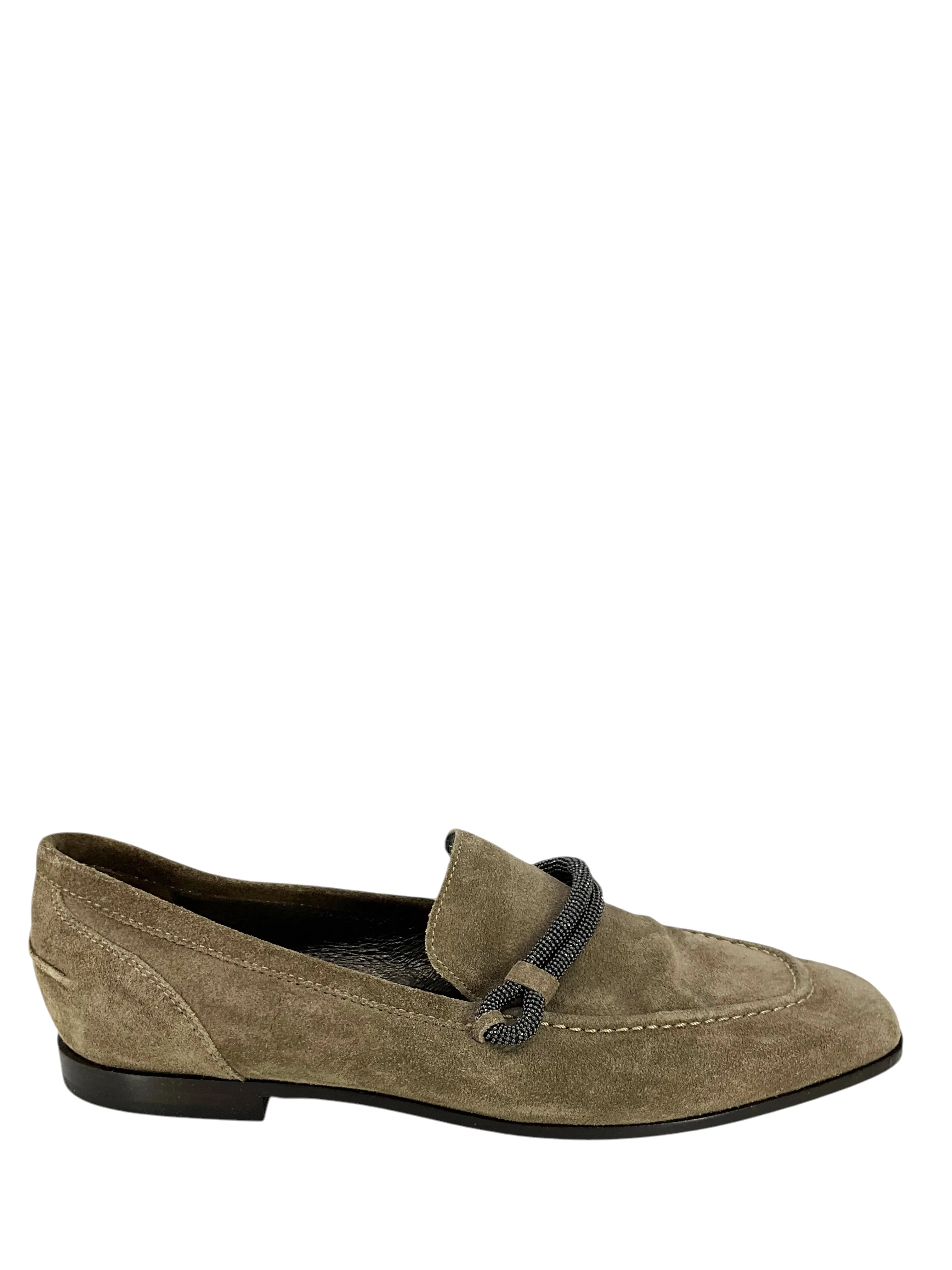 Brunello Cucinelli Suede Monili Tube Loafers Size 9