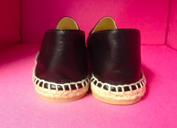 Chanel Slip-on Espadrilles, Black Leather: Miley Cyrus   Kendall Jenner