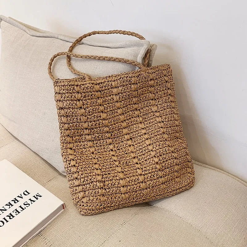 Christmas Gift Summer Hand-woven Women's Shoulder Handbag Bohemian 2021 Straw Beach Totes Lady Travel Shopper Weaving Shopping Bags