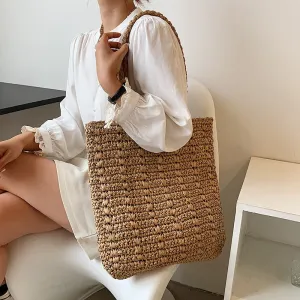 Christmas Gift Summer Hand-woven Women's Shoulder Handbag Bohemian 2021 Straw Beach Totes Lady Travel Shopper Weaving Shopping Bags