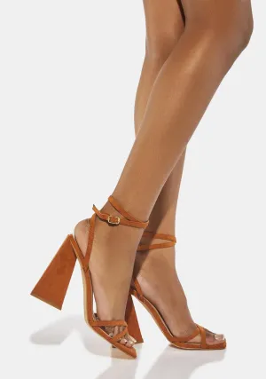 Cognac Naomi Block Heels