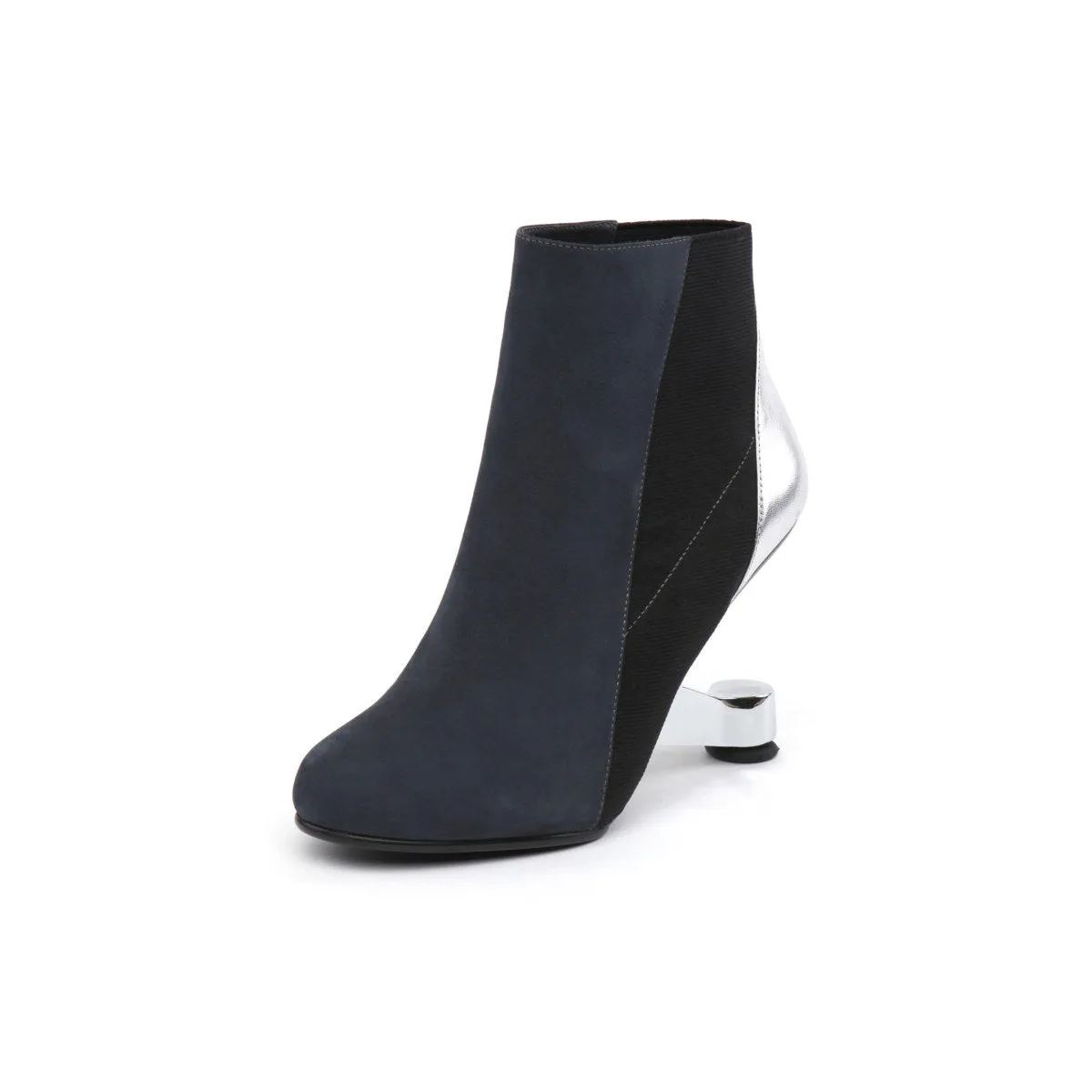 Color Block Leather Ankle Boots