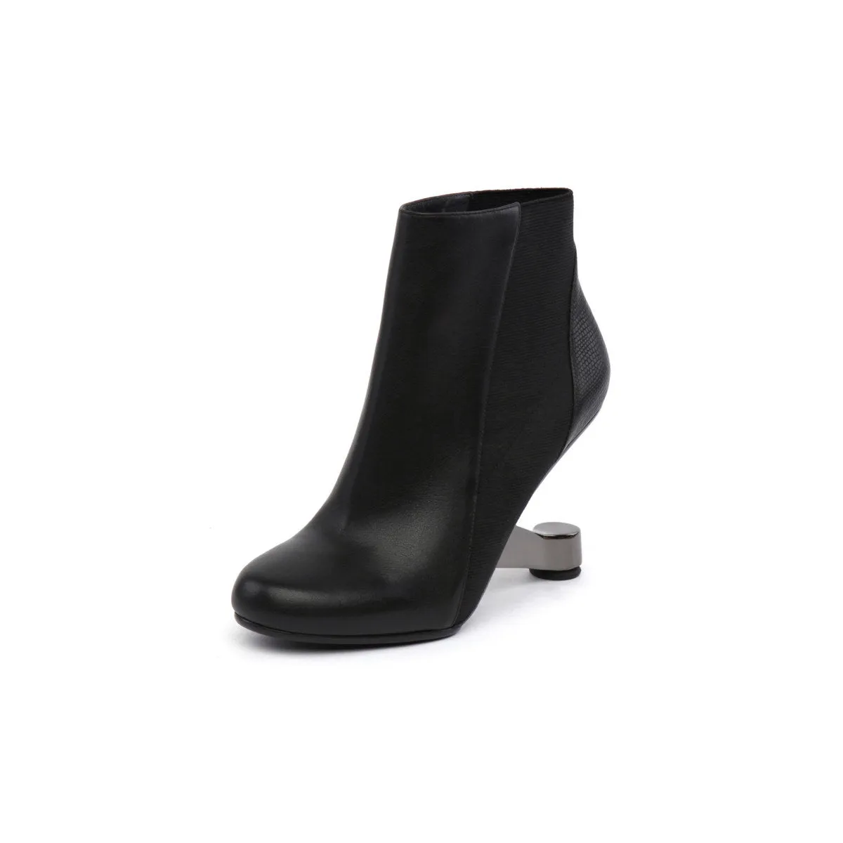Color Block Leather Ankle Boots