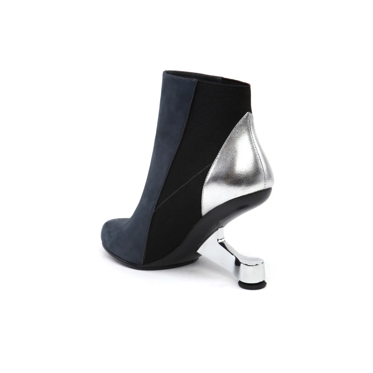 Color Block Leather Ankle Boots
