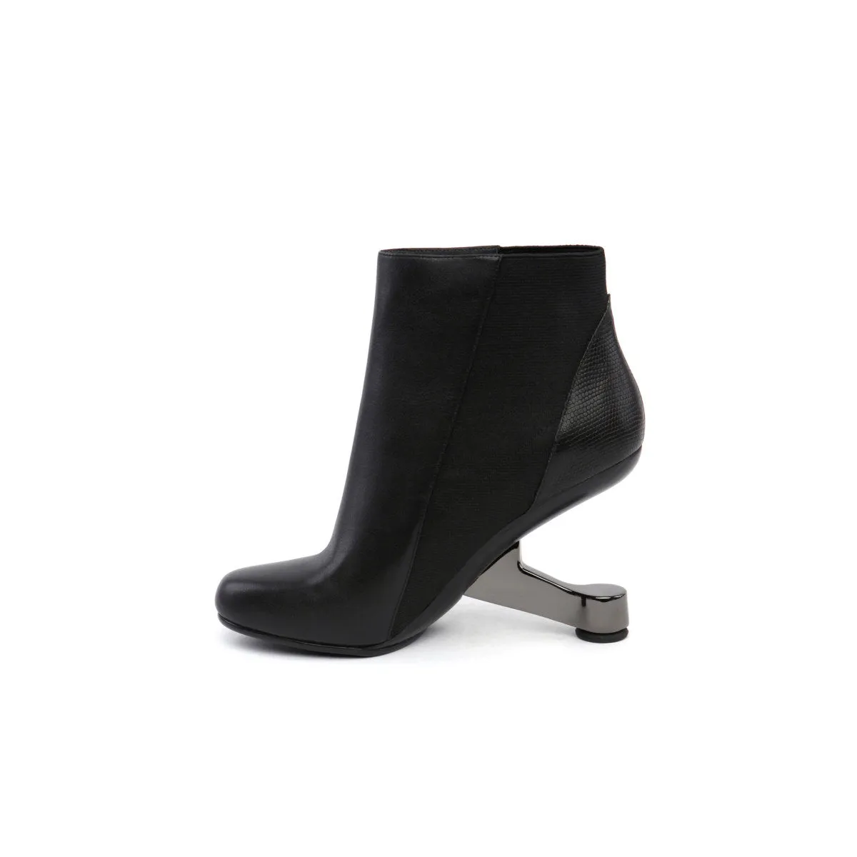 Color Block Leather Ankle Boots
