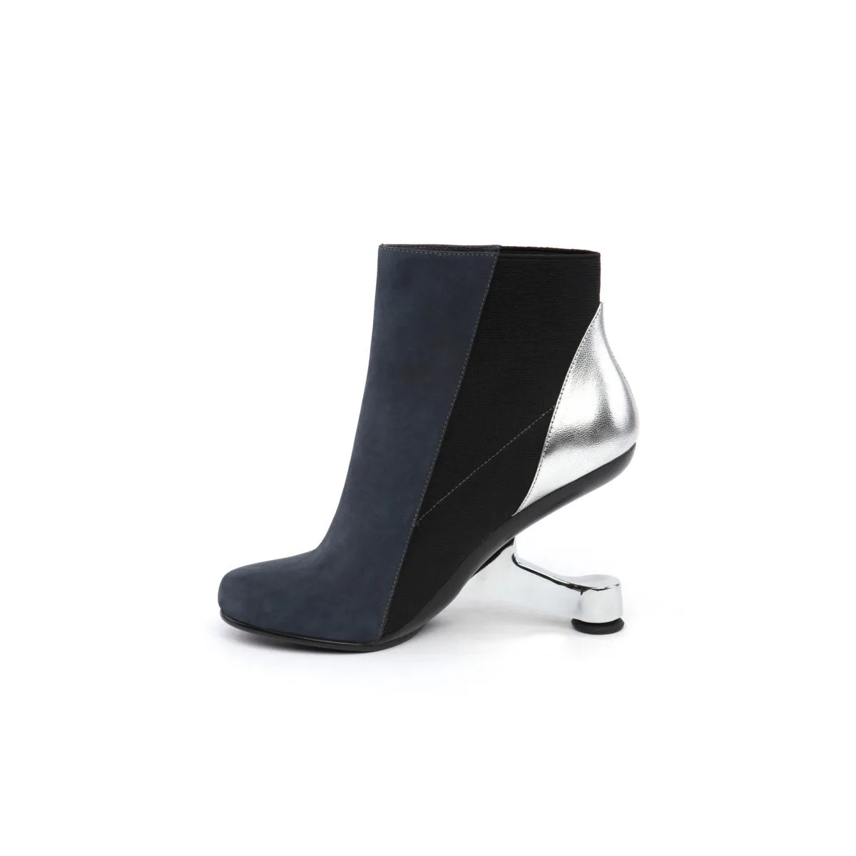 Color Block Leather Ankle Boots