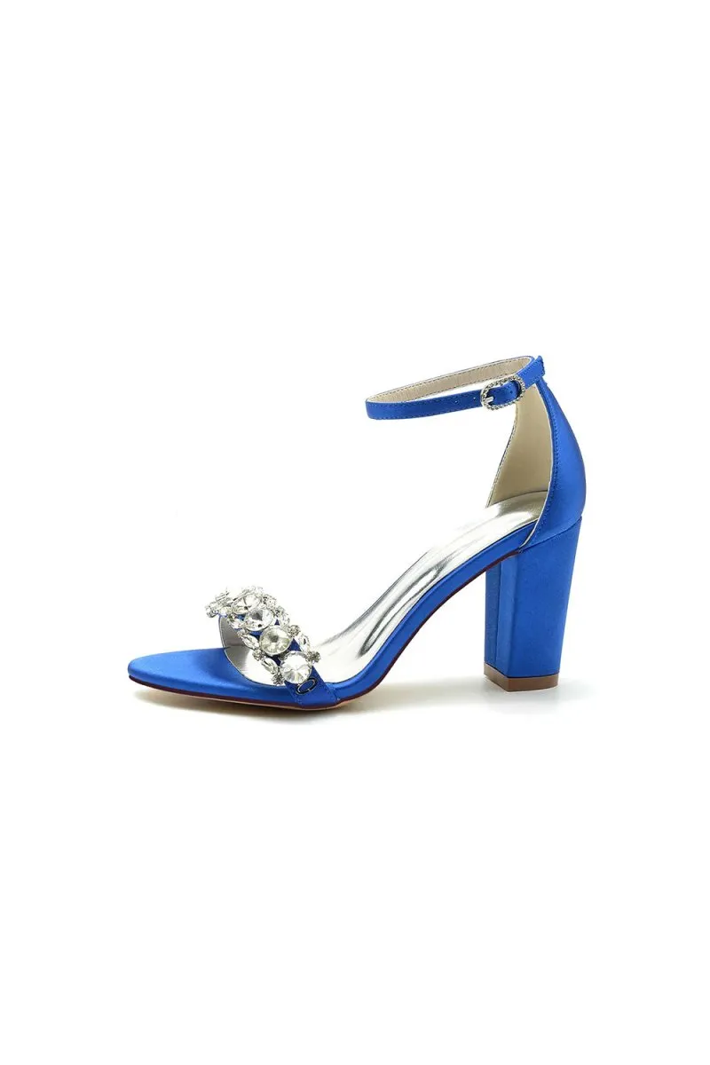 Crystal Embellished Open Toe Ankle Strap Pumps