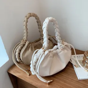 Cute Sweet Mini PU Leather Crossbody Shoulder Bags 2021 Luxury Ladies Top Handle Handbags Braided Shoulder Strap Totes