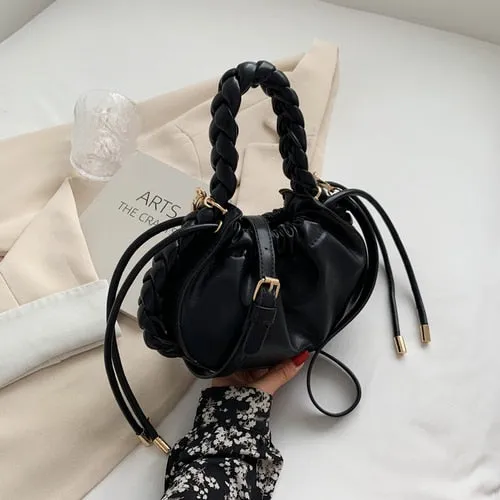 Cute Sweet Mini PU Leather Crossbody Shoulder Bags 2021 Luxury Ladies Top Handle Handbags Braided Shoulder Strap Totes