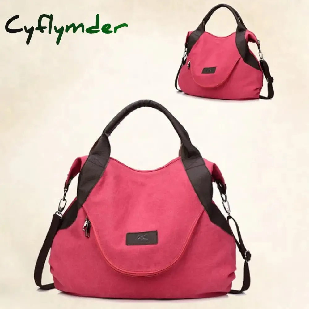 Cyflymder Large Pocket Casual Tote Women's Handbags Shoulder Handbags Canvas  Capacity Bags For Women Messenger Bags women bag