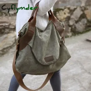 Cyflymder Large Pocket Casual Tote Women's Handbags Shoulder Handbags Canvas  Capacity Bags For Women Messenger Bags women bag
