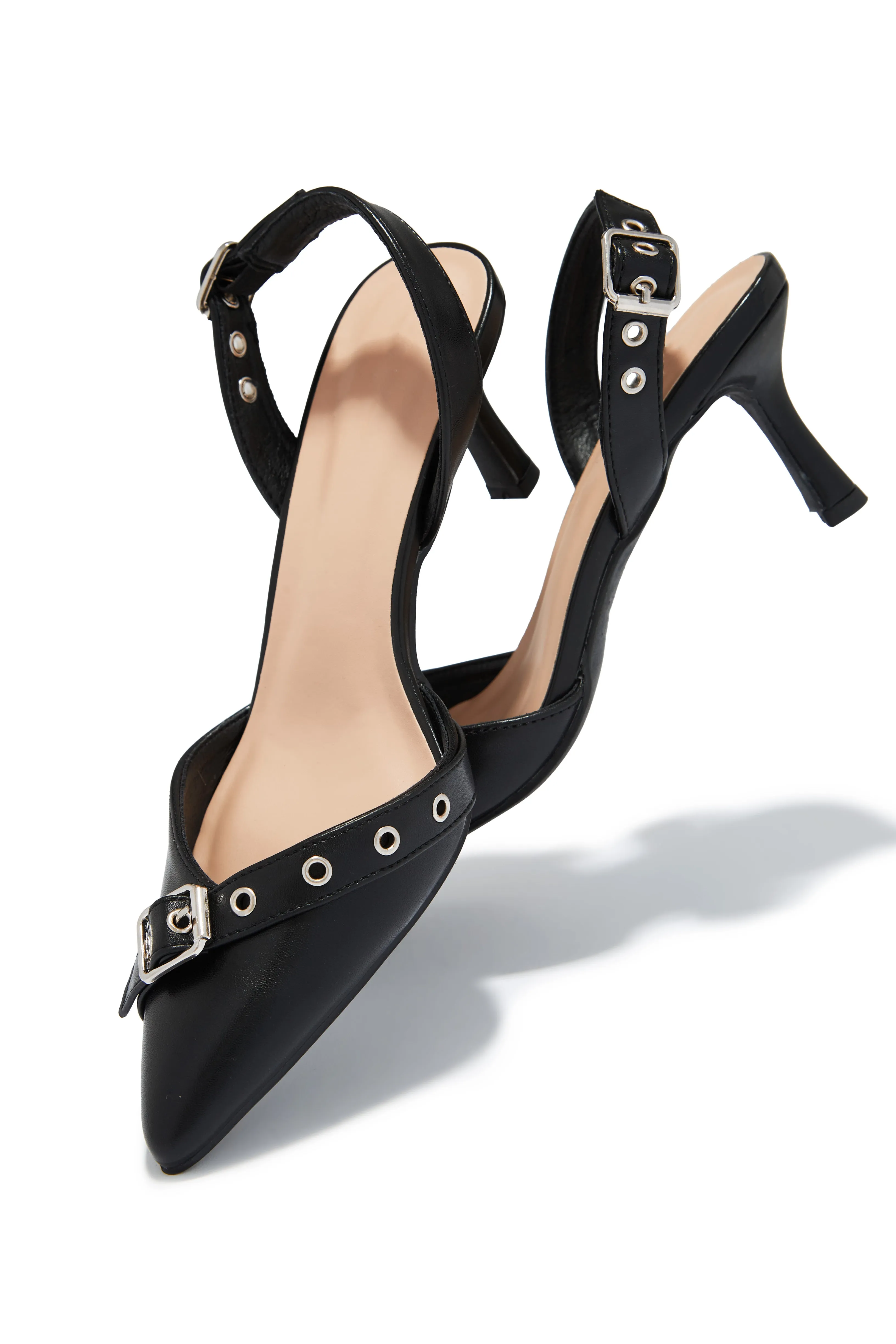 Demi Slingback Mid Heel Pumps - Black