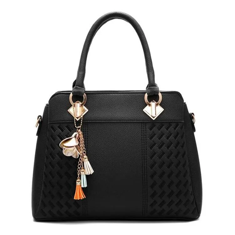 Fashion Women Handbags Tassel PU Leather Totes Top-handle Embroidery Crossbody Shoulder Bag Lady us