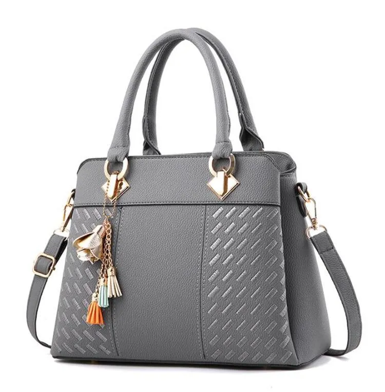 Fashion Women Handbags Tassel PU Leather Totes Top-handle Embroidery Crossbody Shoulder Bag Lady us