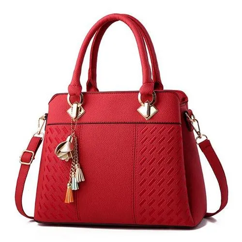 Fashion Women Handbags Tassel PU Leather Totes Top-handle Embroidery Crossbody Shoulder Bag Lady us