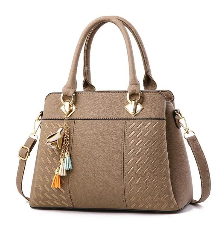 Fashion Women Handbags Tassel PU Leather Totes Top-handle Embroidery Crossbody Shoulder Bag Lady us