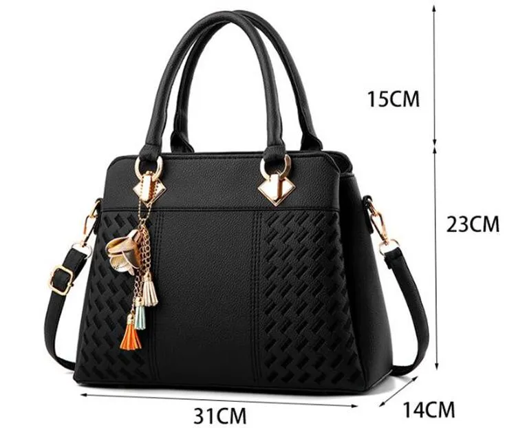 Fashion Women Handbags Tassel PU Leather Totes Top-handle Embroidery Crossbody Shoulder Bag Lady us