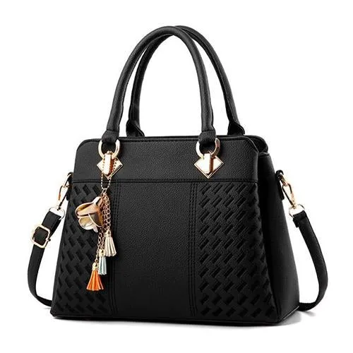 Fashion Women Handbags Tassel PU Leather Totes Top-handle Embroidery Crossbody Shoulder Bag Lady us