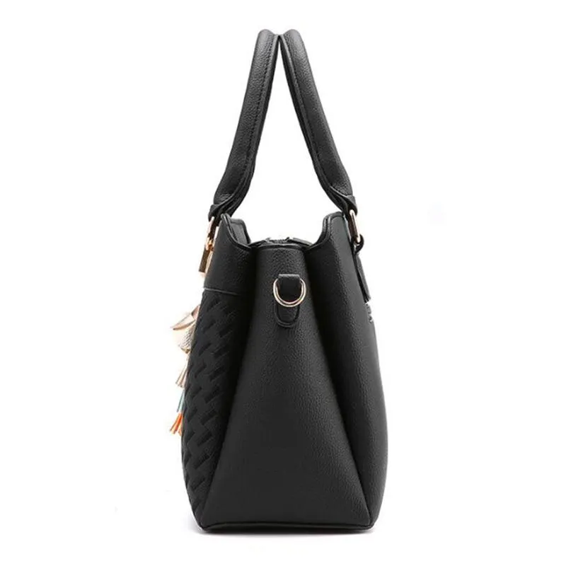 Fashion Women Handbags Tassel PU Leather Totes Top-handle Embroidery Crossbody Shoulder Bag Lady us