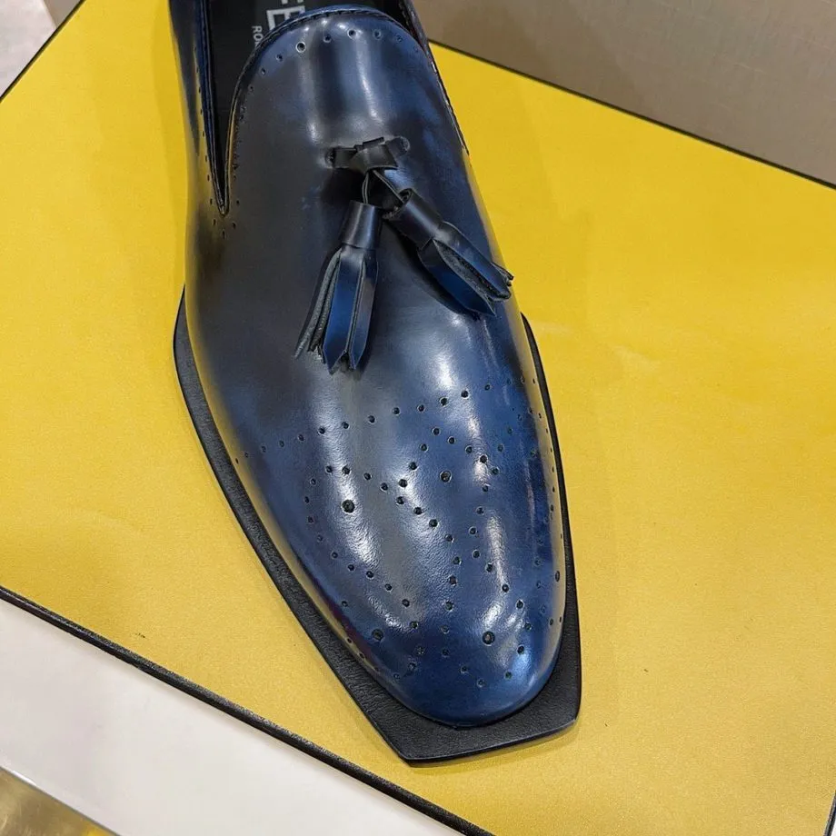 Feni Moccasin Tassels Loafers Blue For Men