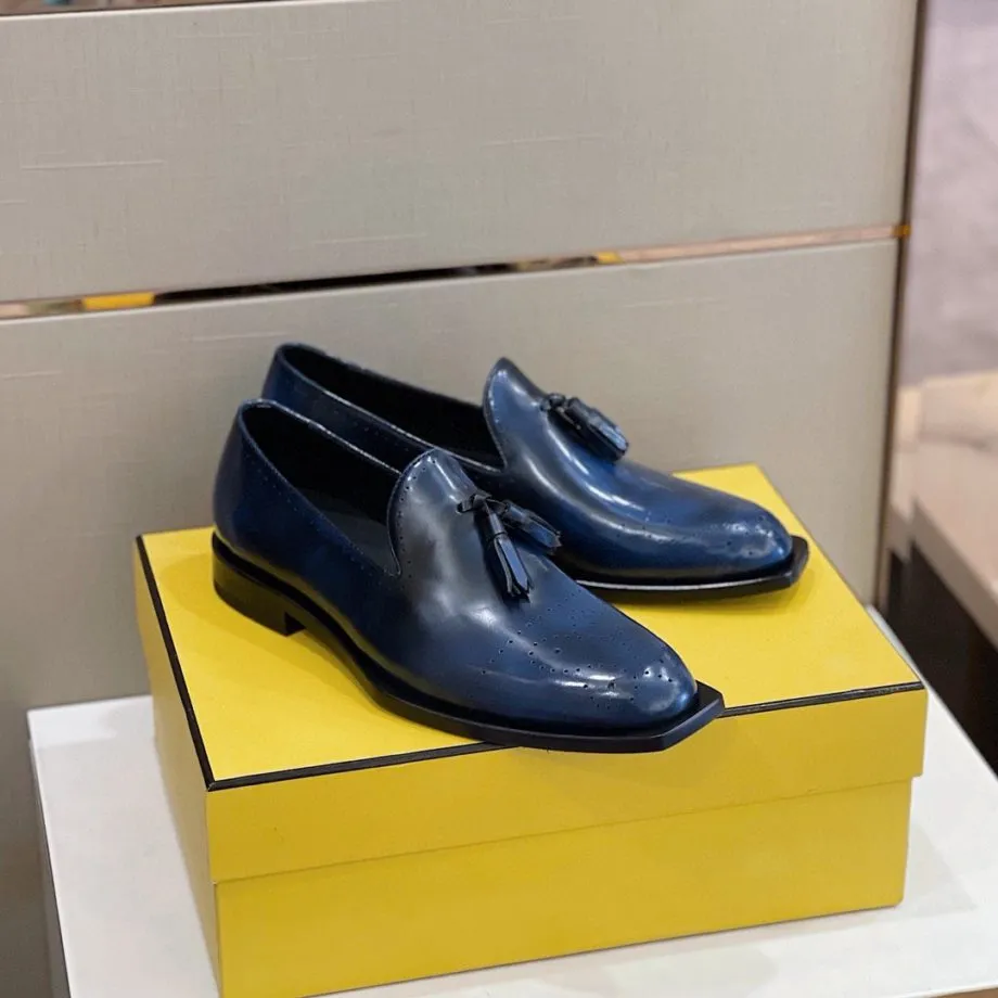 Feni Moccasin Tassels Loafers Blue For Men