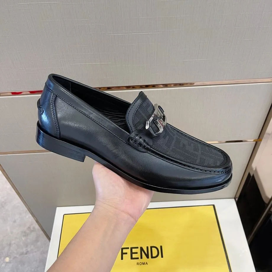 Feni O'Lock Black Loafers For Men