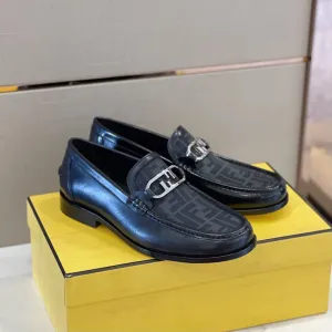 Feni O'Lock Black Loafers For Men