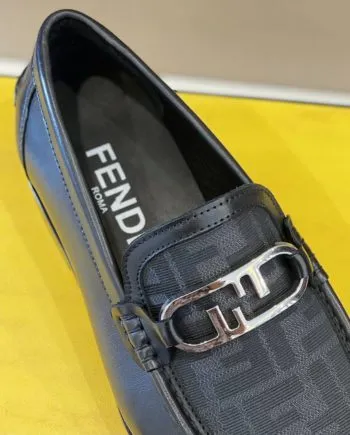 Feni O'Lock Black Loafers For Men