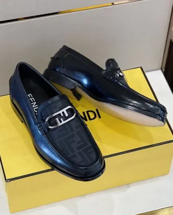 Feni O'Lock Black Loafers For Men