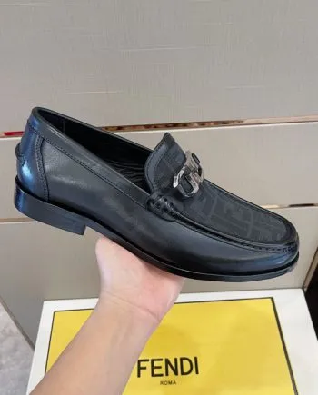 Feni O'Lock Black Loafers For Men