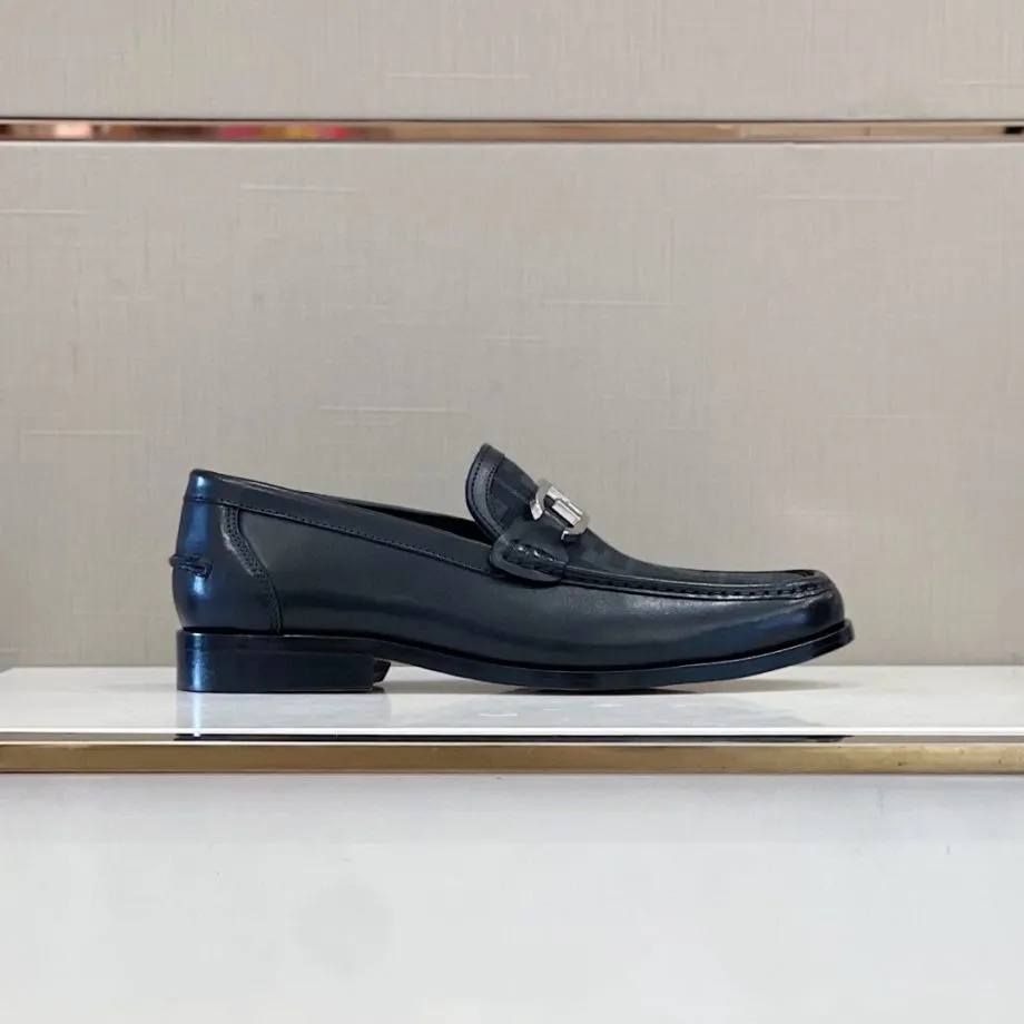 Feni O'Lock Black Loafers For Men