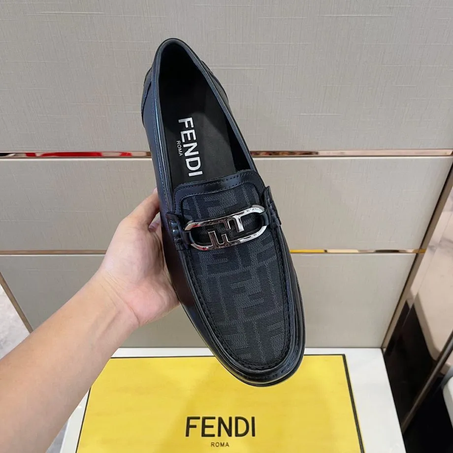 Feni O'Lock Black Loafers For Men