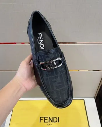 Feni O'Lock Black Loafers For Men