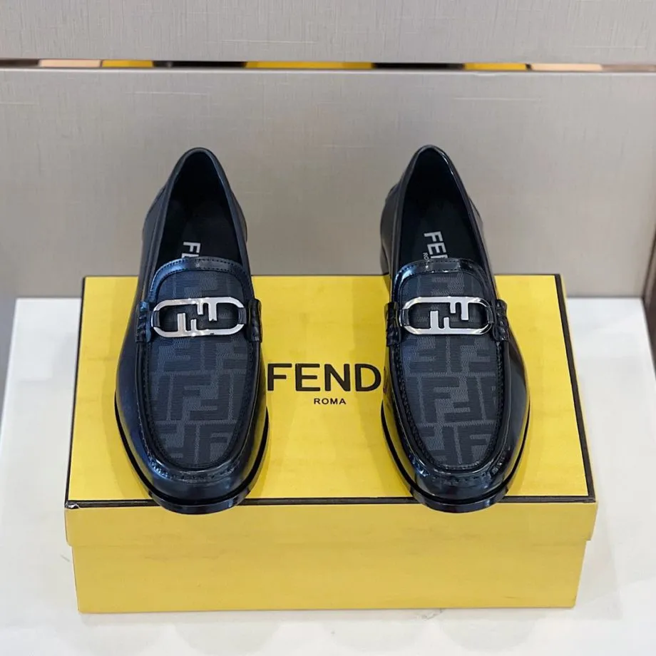 Feni O'Lock Black Loafers For Men