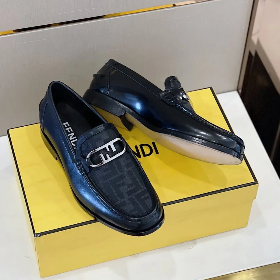 Feni O'Lock Black Loafers For Men