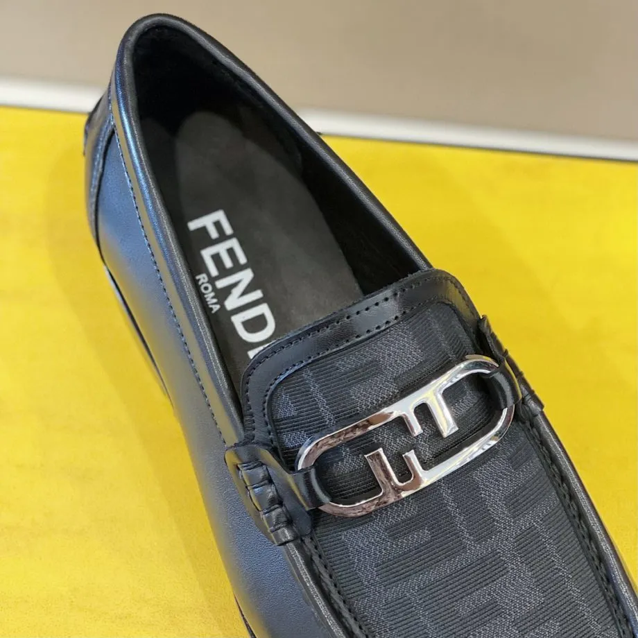 Feni O'Lock Black Loafers For Men