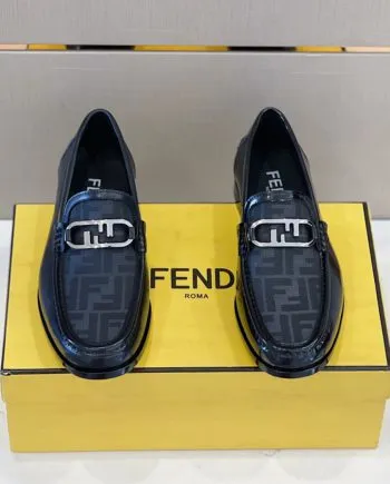 Feni O'Lock Black Loafers For Men