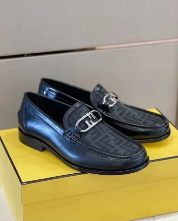Feni O'Lock Black Loafers For Men