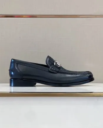 Feni O'Lock Black Loafers For Men