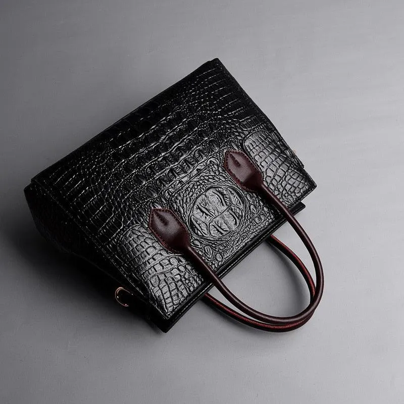 Genuine Leather Women Crocodile Luxury Handbags Designer Crossbody Bags Retro Tote Purse