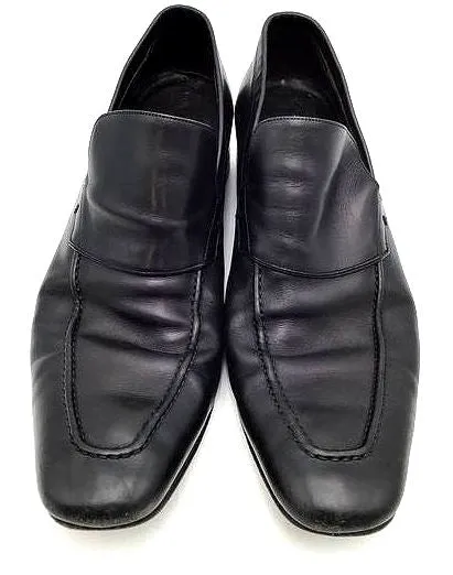 Gucci Men's Black Leather Slip-On Loafers-Size 9D ( COA)