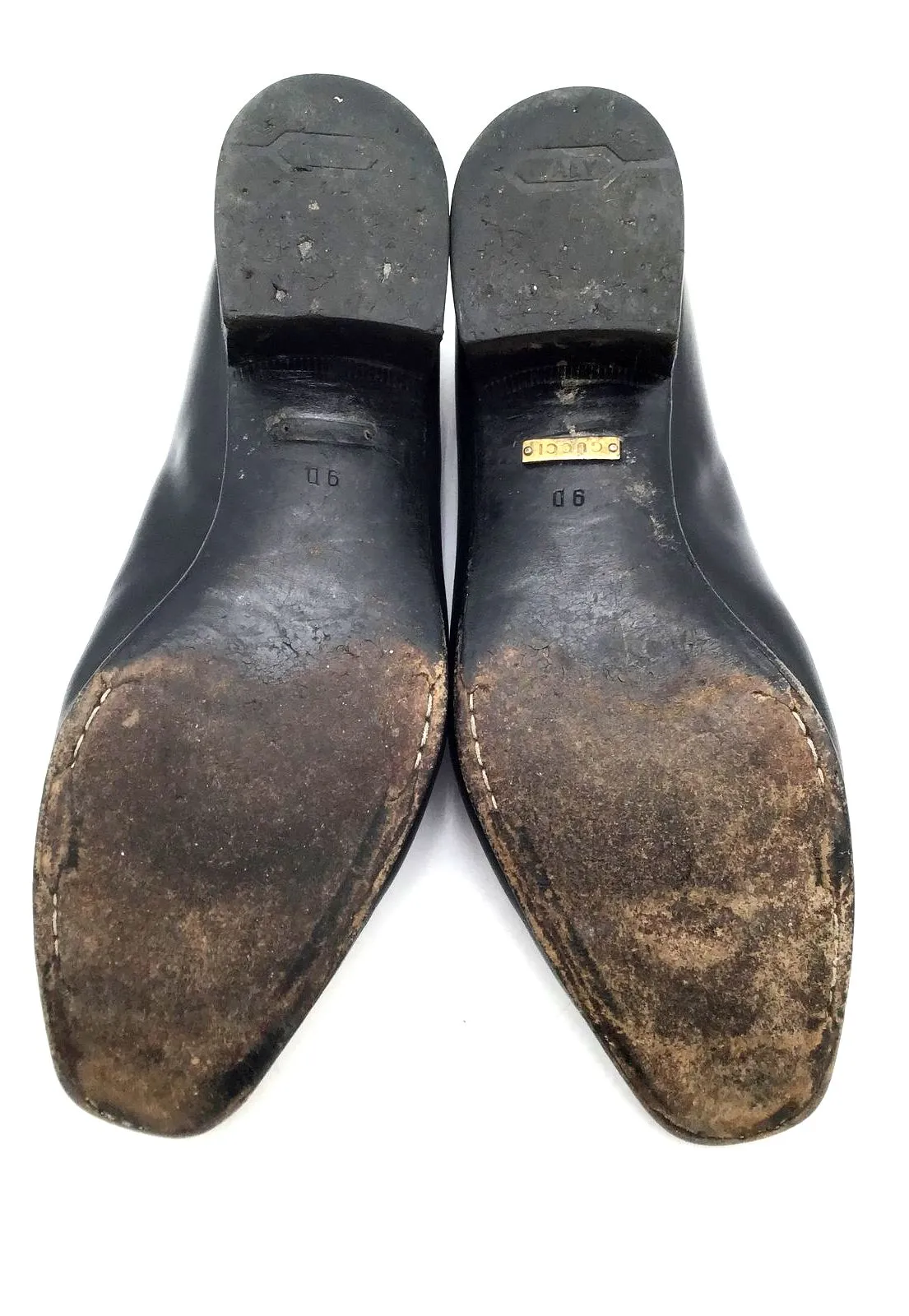 Gucci Men's Black Leather Slip-On Loafers-Size 9D ( COA)