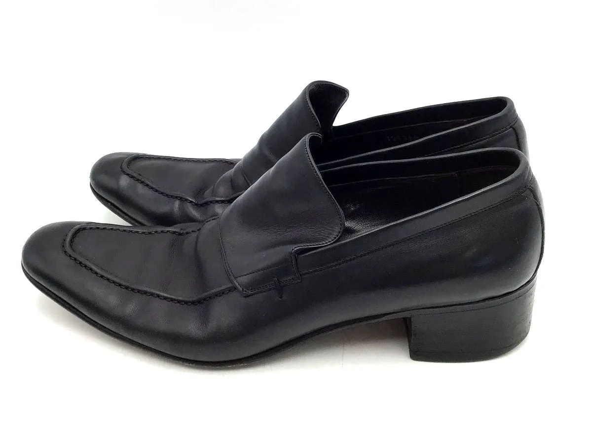 Gucci Men's Black Leather Slip-On Loafers-Size 9D ( COA)